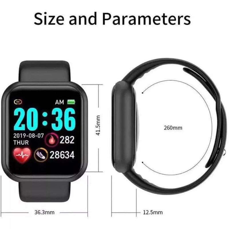 Relogio digital D20 D20 Pro Y68 Smartwatch, Smartwatch Bluetooth, Resistente à Pressão Arterial, Monitor de Oxigênio Sanguíneo E