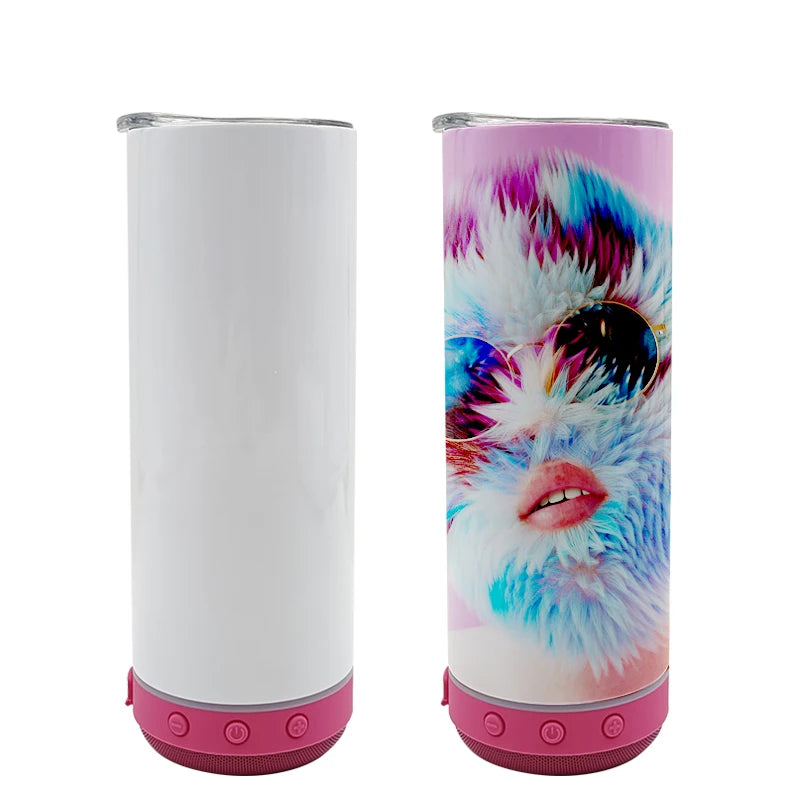 Sublimation 16oz 4 in 1 Waterproof Wireless Bluetooth Speaker Tumbler Skinny Straight Stainless Steel Vacuum Insulated Cups New