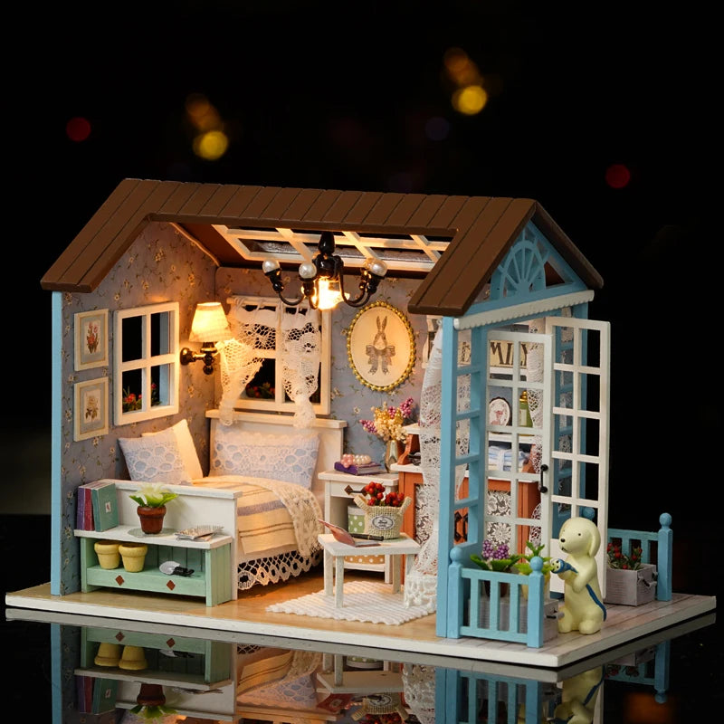 Ano novo presentes de natal casa de boneca diy casa de bonecas em miniatura brinquedo móveis casadolls casas brinquedos para childred aniversário GiftsZ007