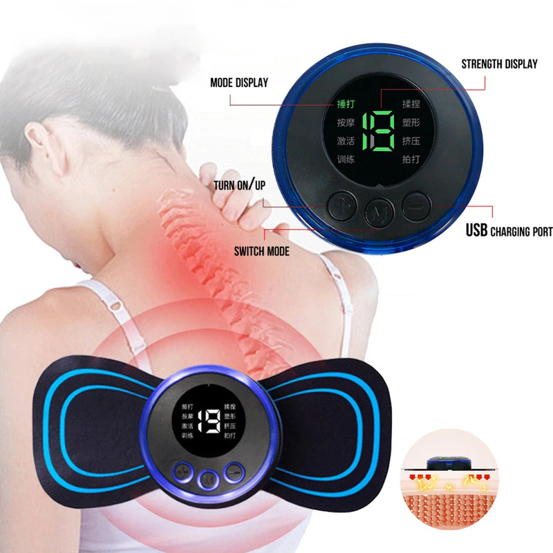 Ems elétrico pescoço massageador mini cervical volta alívio da dor muscular remendo estimulador massageador esteira portátil almofada de gel adesivos fino