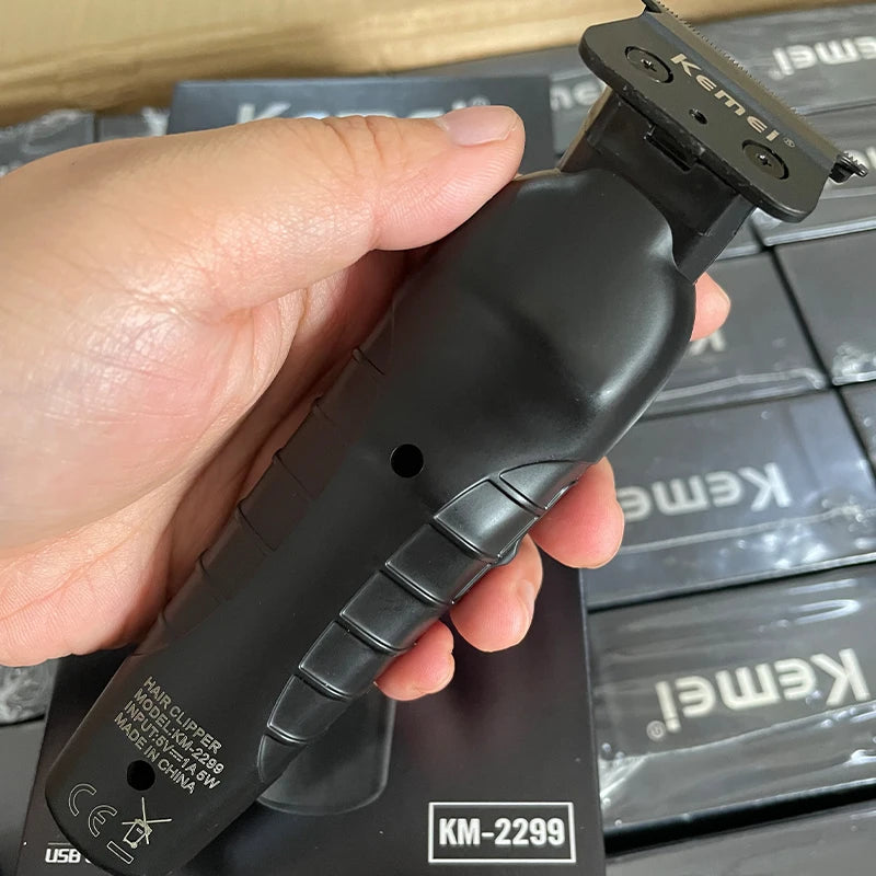 Kemei 2299 barbeiro aparador de cabelo sem fio 0mm zero lacunas escultura clipper detalhe profissional máquina corte acabamento elétrico