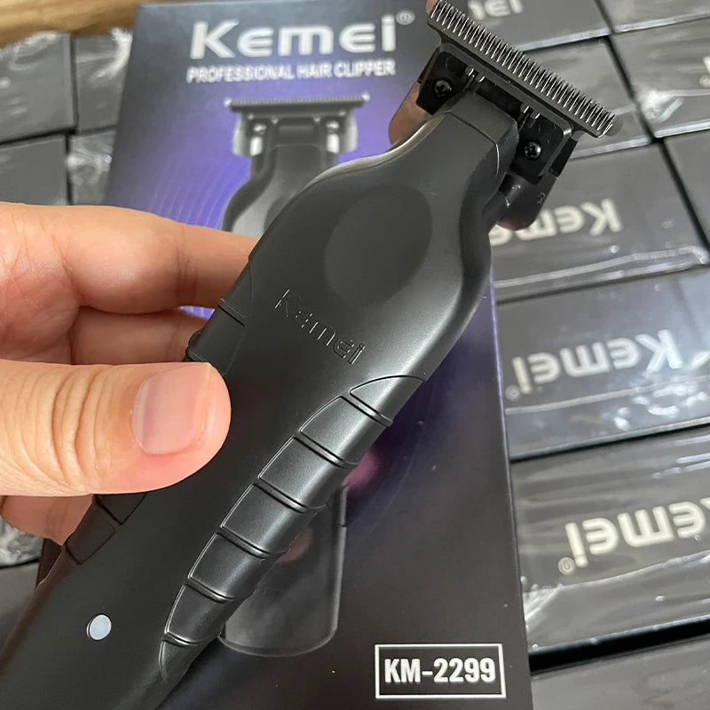 Kemei 2299 barbeiro aparador de cabelo sem fio 0mm zero lacunas escultura clipper detalhe profissional máquina corte acabamento elétrico