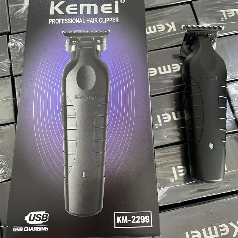 Kemei 2299 barbeiro aparador de cabelo sem fio 0mm zero lacunas escultura clipper detalhe profissional máquina corte acabamento elétrico