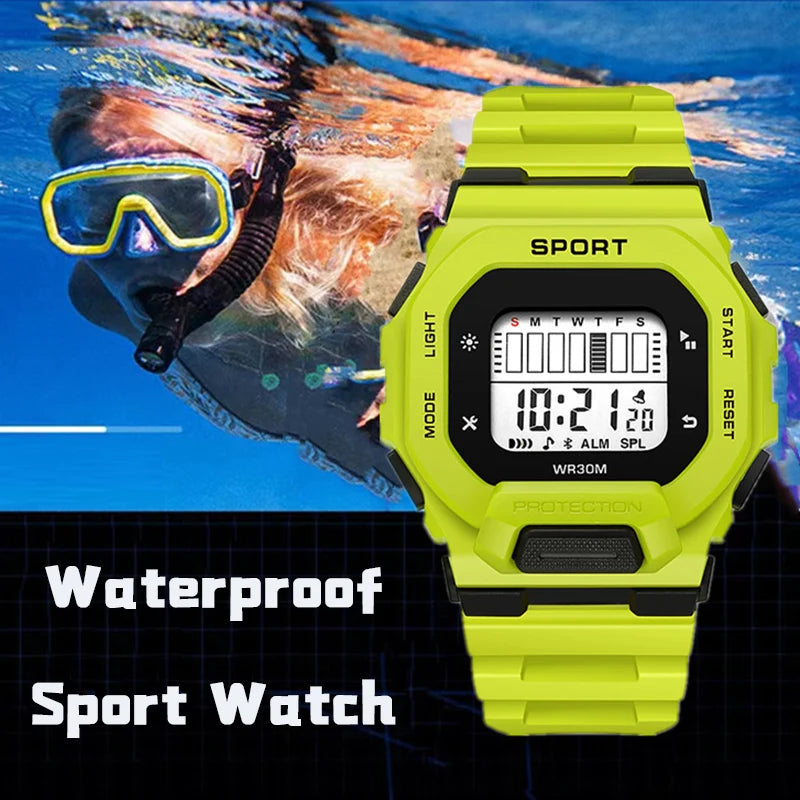 YIKAZE Men's Sports Watch Waterproof LED Digital Watches Student Outdoor Adventure Trend Multifunctional Electronic Watch Gift