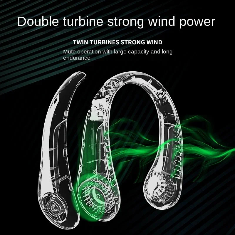 New Cooling Neck Fan Portable Electric Wireless USB Rechargeable Mini Ventilador Bladeless Mute Lazy Neckband FANS for Running