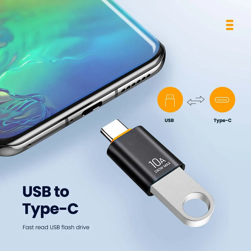 Elough 10a otg usb 3.0 para tipo c adaptador usb c macho para usb fêmea conversor de carregamento rápido otg para macbook portátil xiaomi samsung