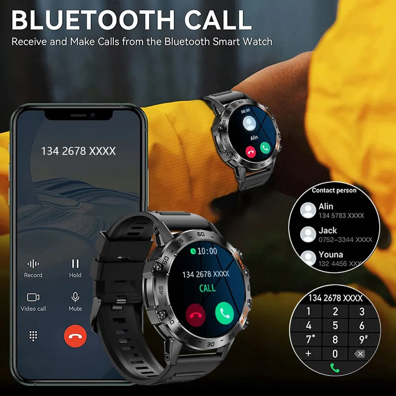 Melanda aço 1.39 "bluetooth chamada relógio inteligente masculino esportes rastreador de fitness relógios ip67 à prova dip67 água smartwatch para android ios k52