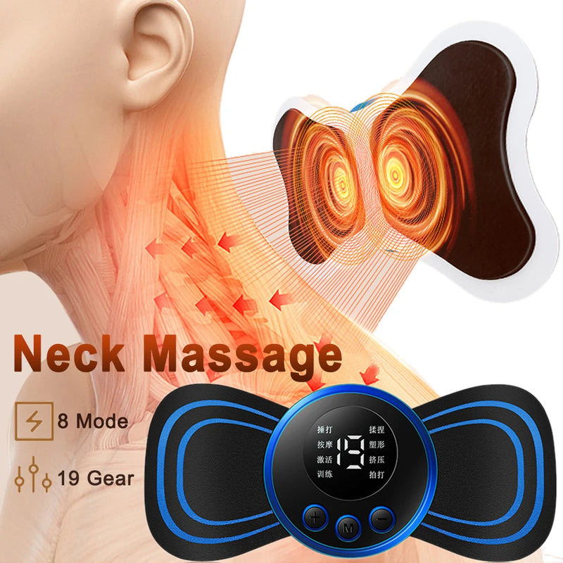 Ems elétrico pescoço massageador mini cervical volta alívio da dor muscular remendo estimulador massageador esteira portátil almofada de gel adesivos fino