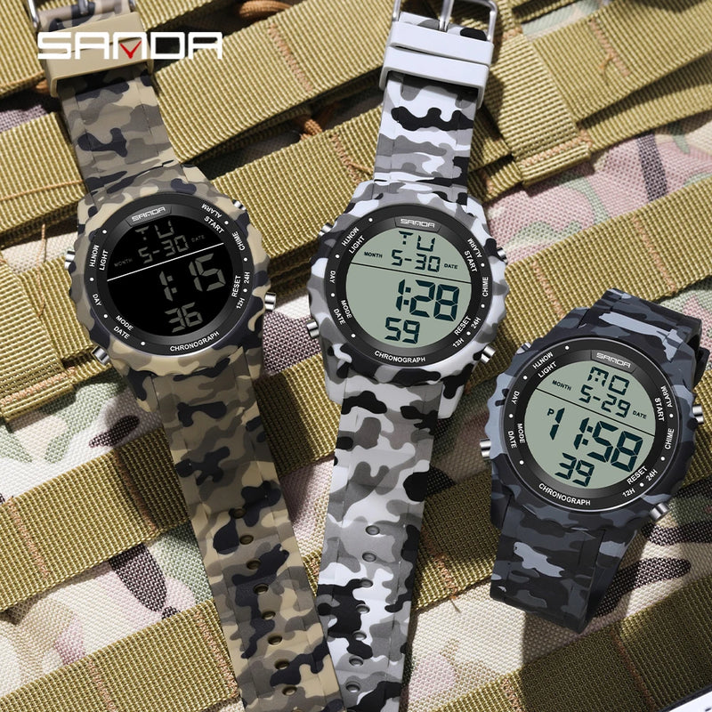 SANDA Top Brand G Style Camouflage Military LED Digital Watch Men Waterproof Clock Outdoor Sport Watches Male Electronic Watch