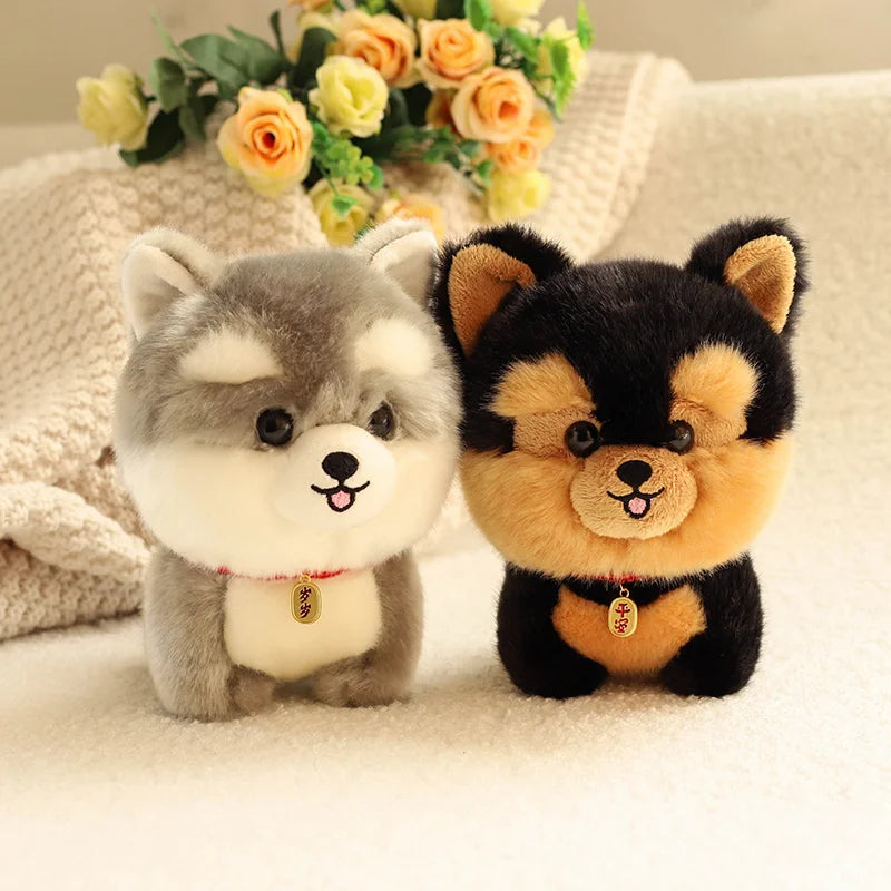 Adorável peludo pelúcia corgi cão brinquedo de pelúcia recheado cabeça grande kawaii animal realista shiba inu chow chow yorkshire bichon husky boneca