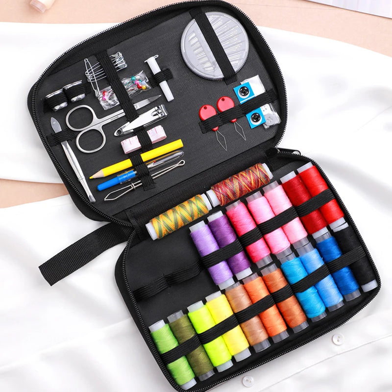 Complete Sewing Kit with Threads Needles Scissors Tape Measure Buttons Portable Travel DIY Embroidery Handwork Sewing Tool Set