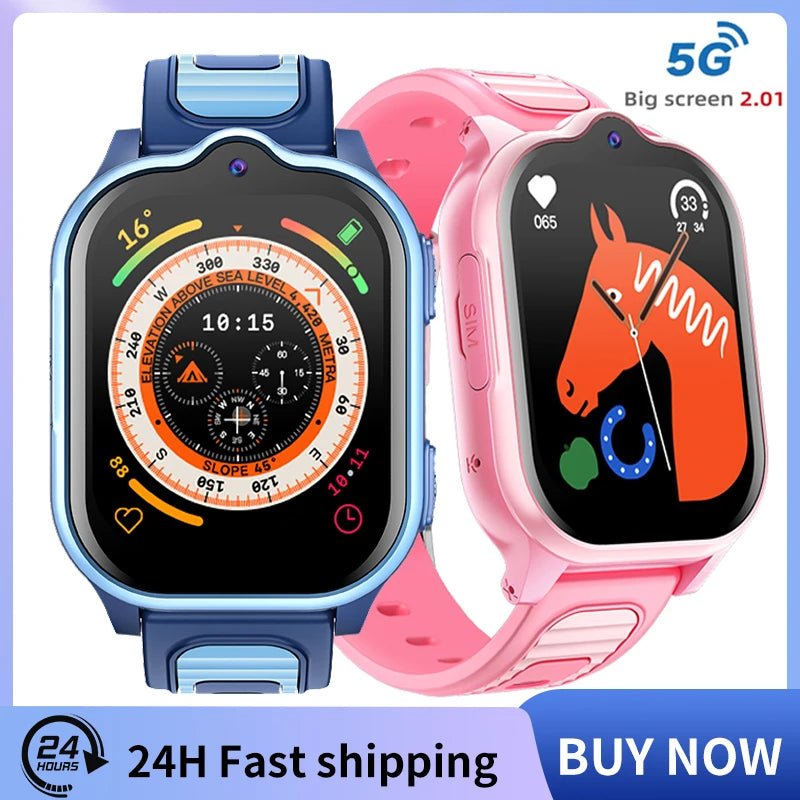 5G Smart Watches C008 For Kids SOS Call Tracker Sports Smart Watch For Boys Children Girls GPS WIFI Video Chat Monitor Sim Card