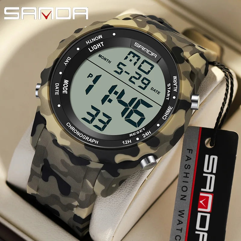 SANDA Top Brand G Style Camouflage Military LED Digital Watch Men Waterproof Clock Outdoor Sport Watches Male Electronic Watch