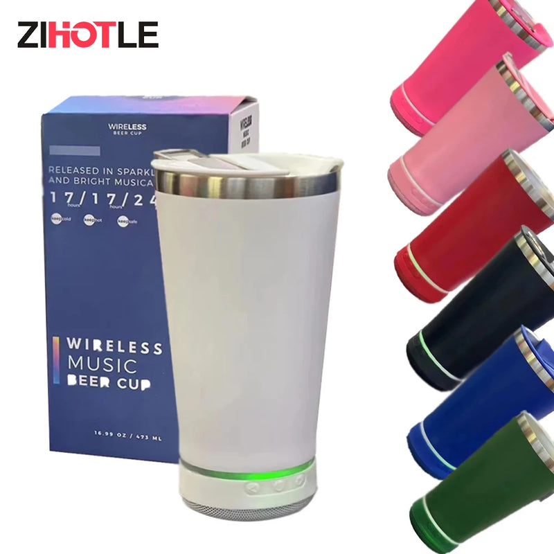 ZIHOTLE Portable Stainless Steel Insulated Cup Music Cup Wireless Bluetooth Speaker Stereo Subwoofer Sound Box Copo Com Som