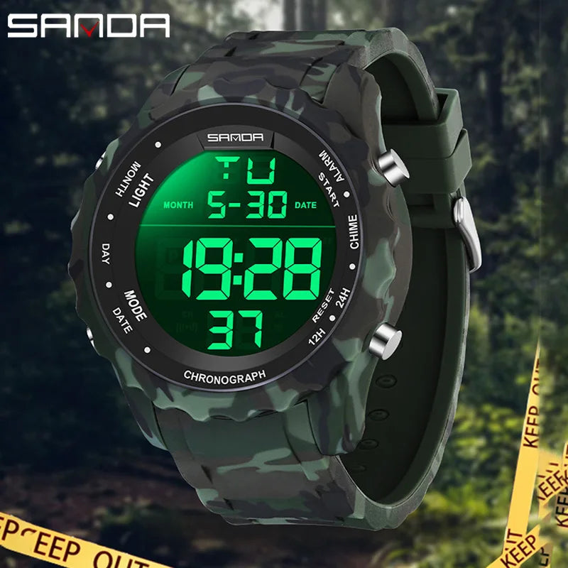 SANDA Top Brand G Style Camouflage Military LED Digital Watch Men Waterproof Clock Outdoor Sport Watches Male Electronic Watch