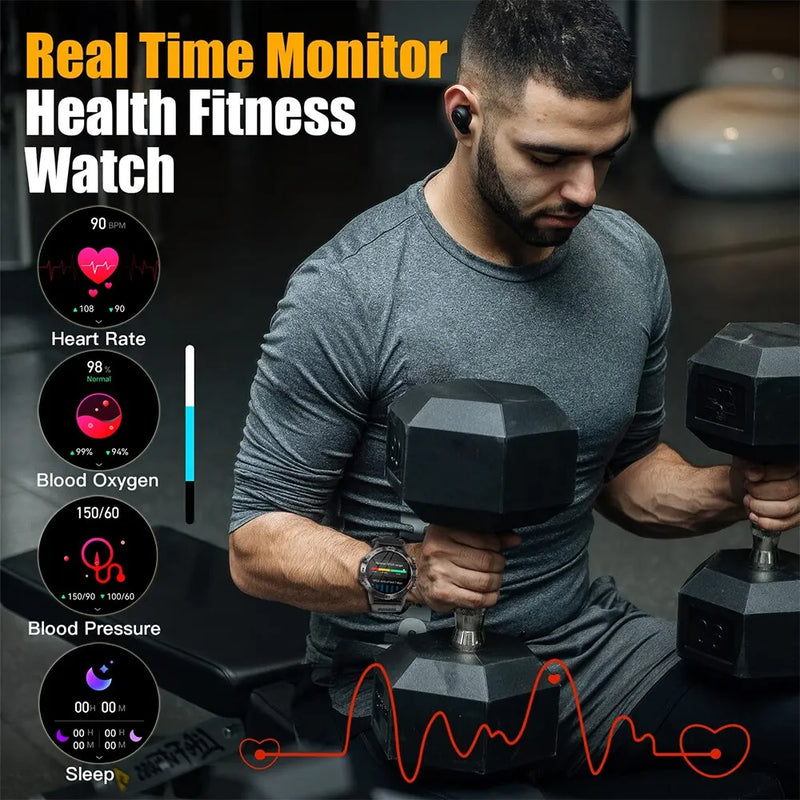 Melanda aço 1.39 "bluetooth chamada relógio inteligente masculino esportes rastreador de fitness relógios ip67 à prova dip67 água smartwatch para android ios k52